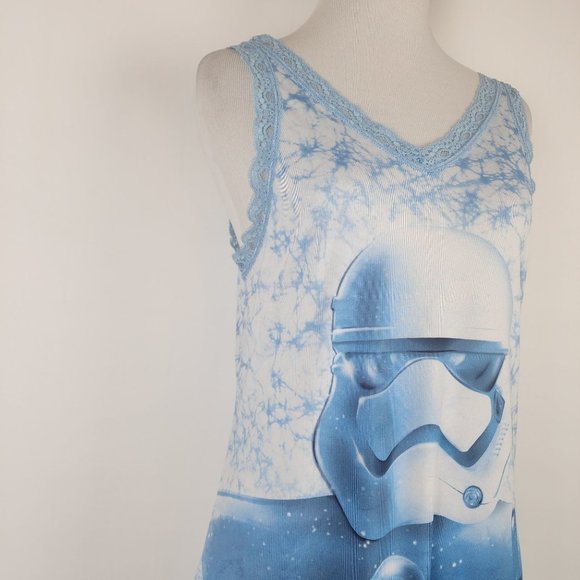 Disney Star Wars Storm Trooper Tie Dye Nightie Nightgown PJs Size Small 4-6 Blue - Picture 5 of 11